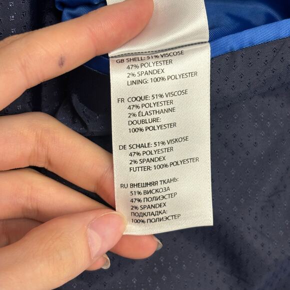 Oak Hill Blue 54 Perfect Fit 2 Button Single Breasted Notch Sports Coat Blazer - Picture 8 of 15